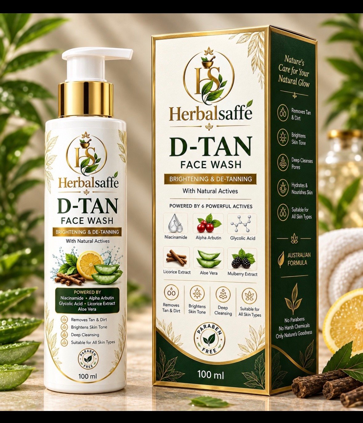 D-TAN FACE WASH BRIGHTENING & DE-TANNING With Natural Actives 100ML
