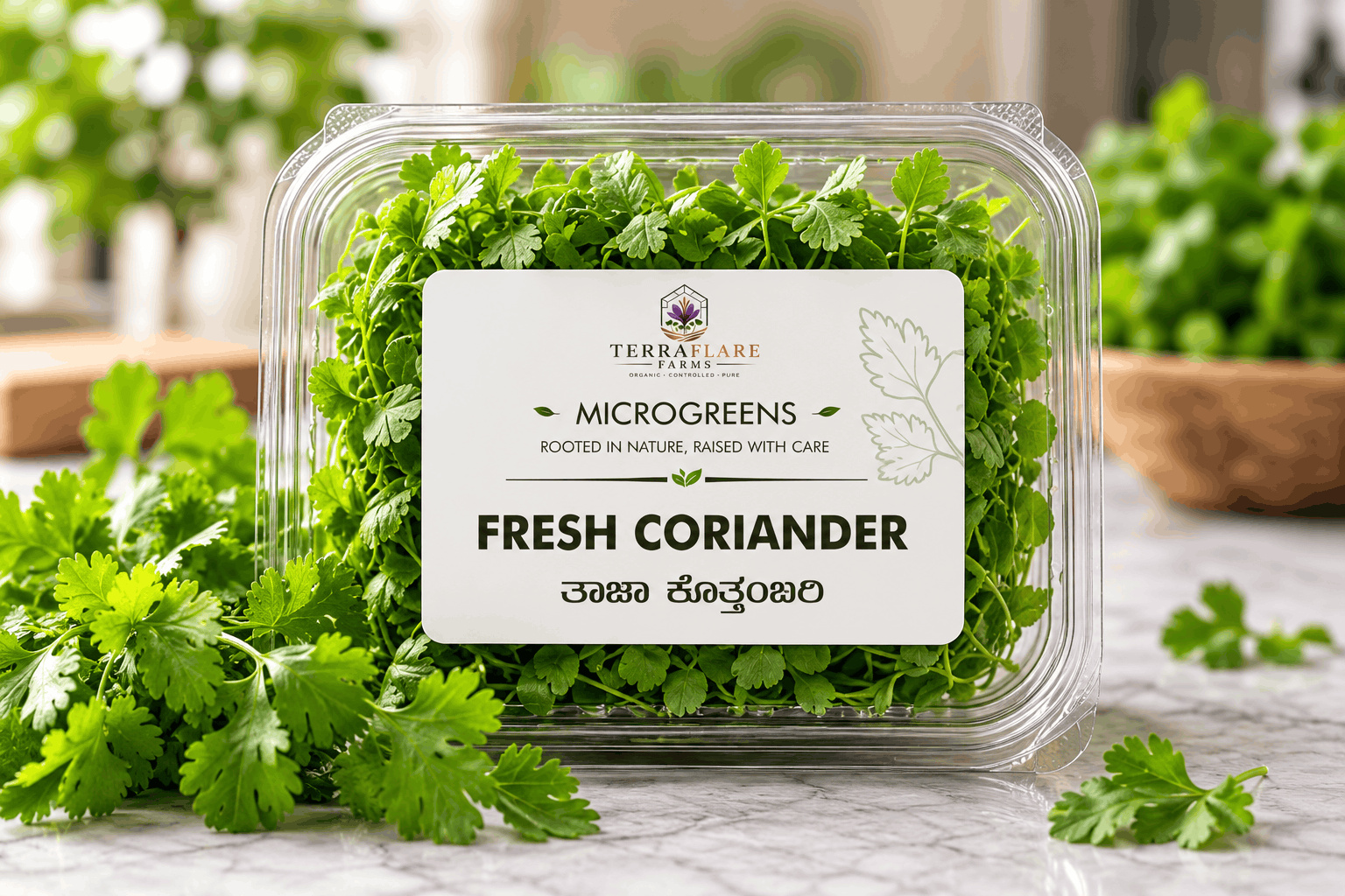 Fresh Coriander Microgreens