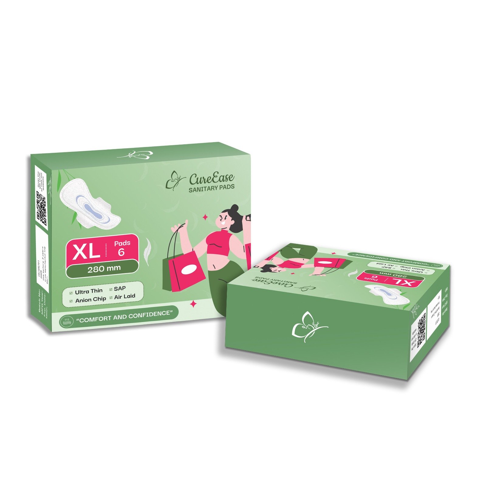 Anion Ultra-Thin Premium Sanitary Pads with Perforated HAT Top sheet, - XL
