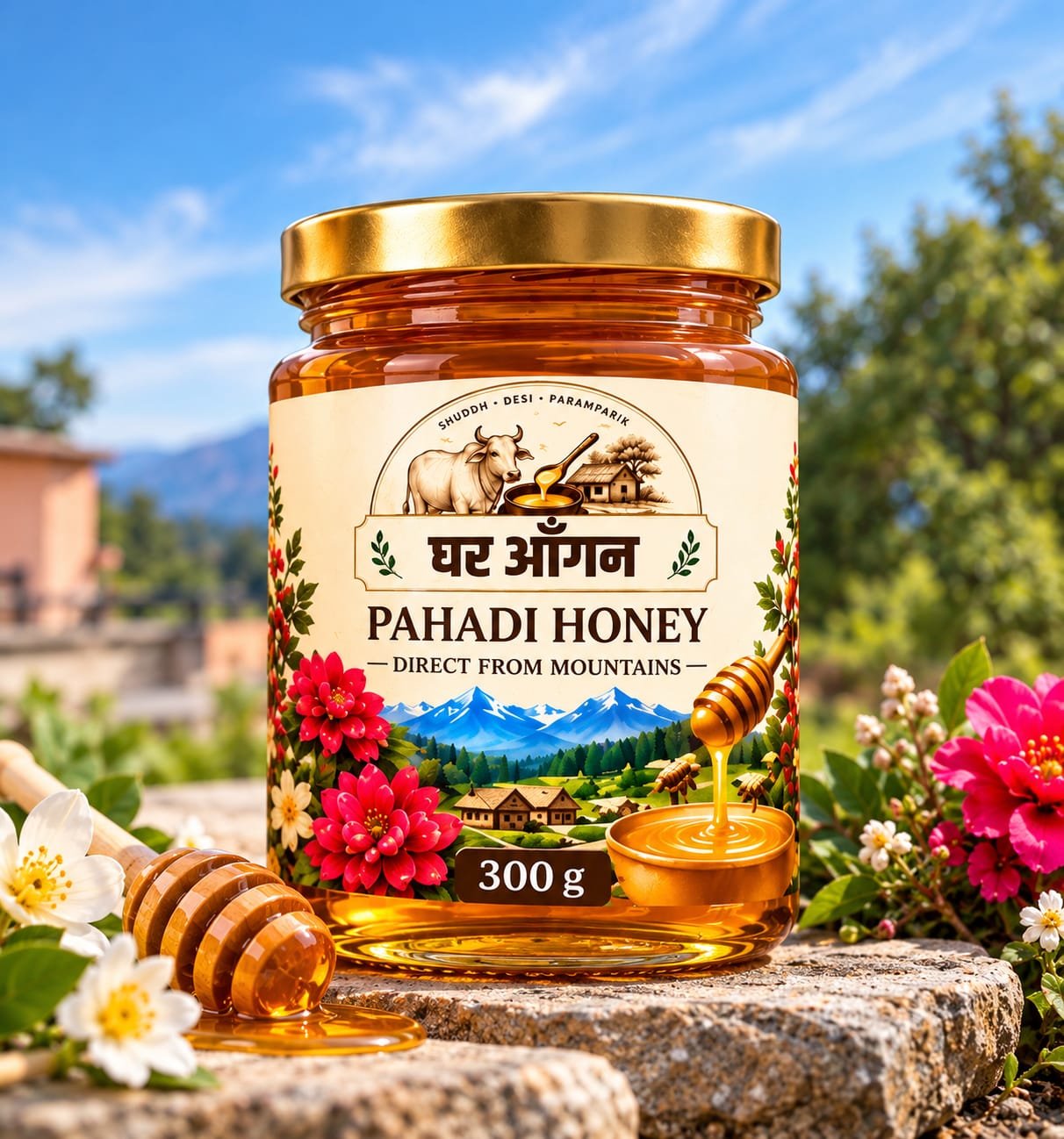 Pure Pahadi Honey - 300g Glass Jar