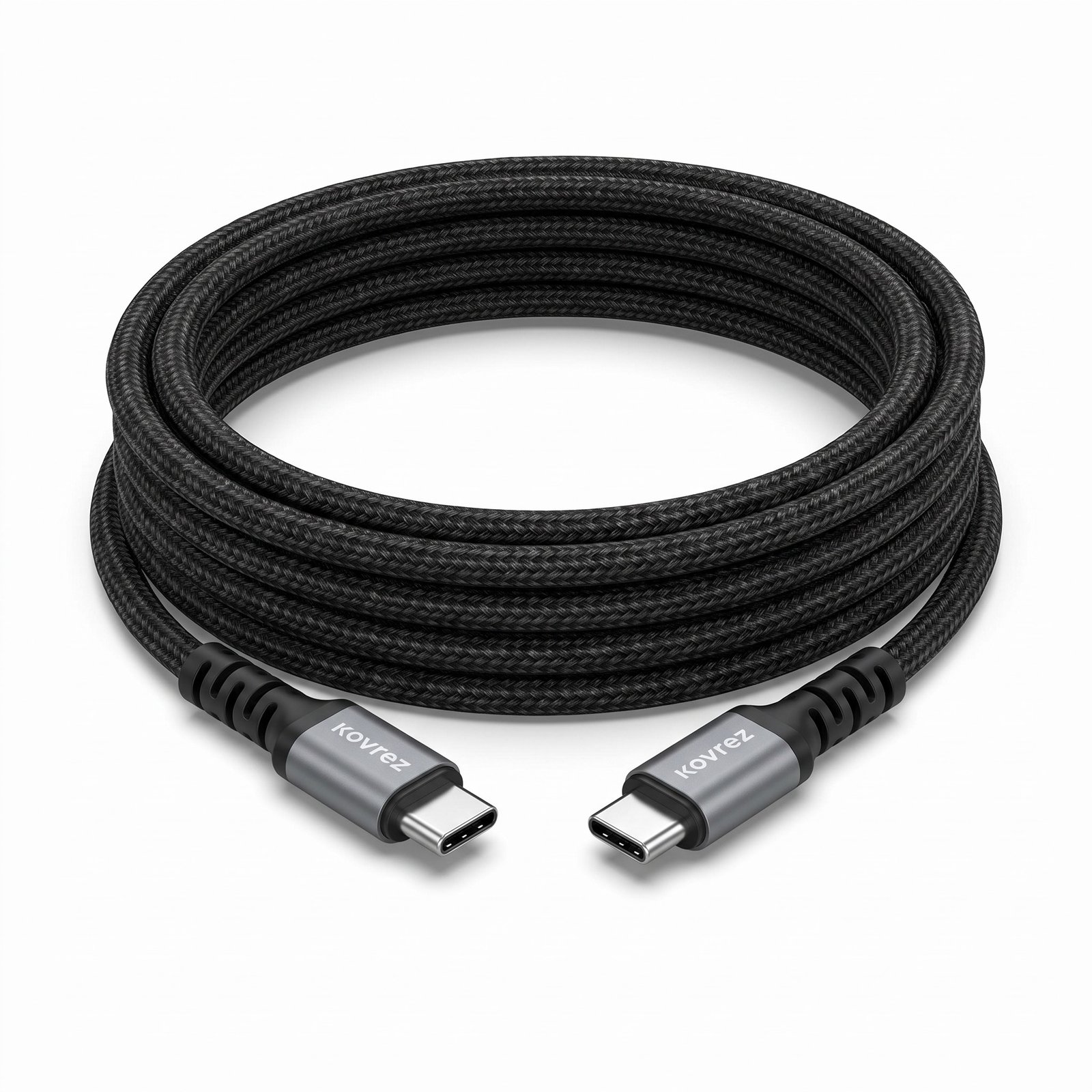 Kovrez 65W USB C to USB C Cable 1.5M Nylon Braided (Black)
