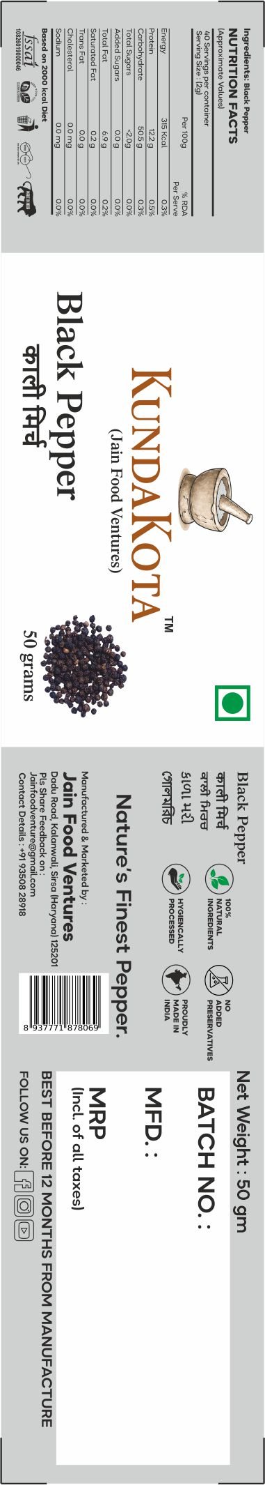 BLACK PEPPER 50 GM